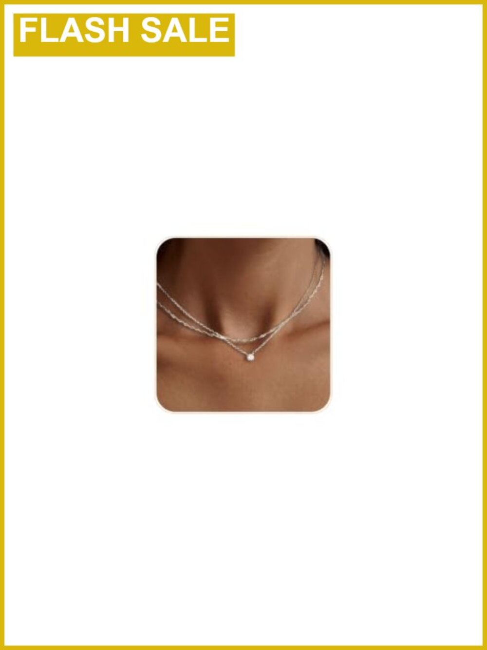 14k Gold Plated Cubic Zirconia Layered Pendant Necklace Women Party Wedding